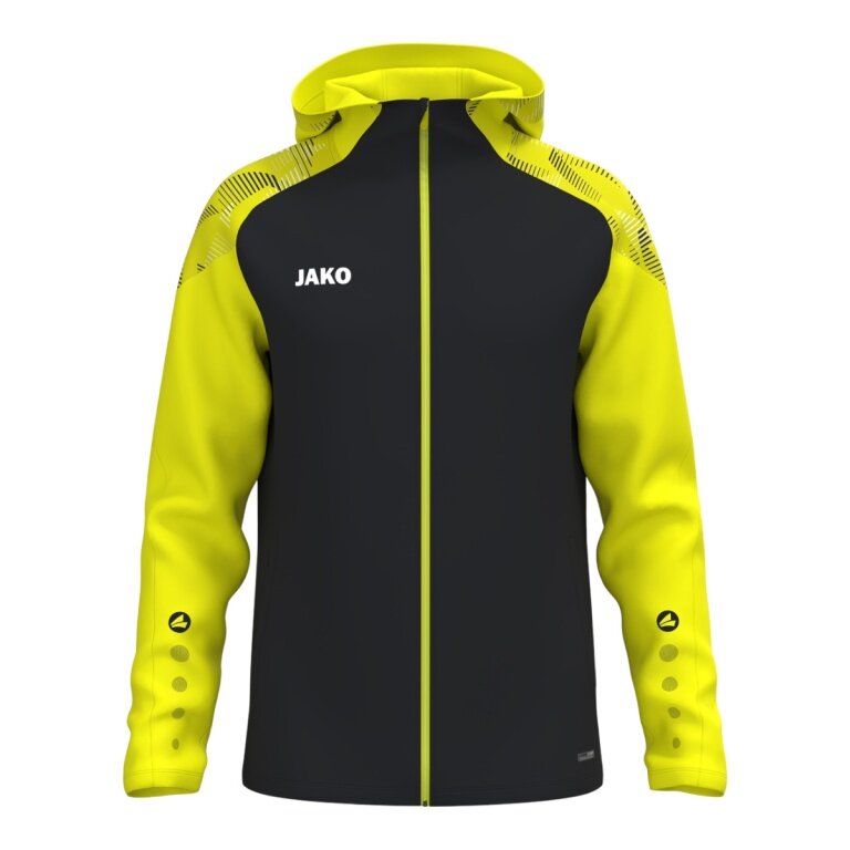 JAKO Sonic Hooded Jacket (durable, soft feel) black/neon yellow men's