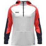 JAKO Hooded Sweatshirt with Half-Zip Dynamic (100% recycled Polyester) white/coral red/navy blue Men's