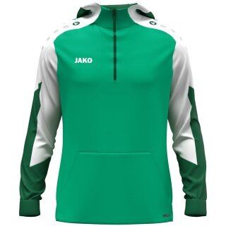 JAKO Hooded Sweatshirt with Half-Zip Dynamic (100% recycled Polyester) green/white/dark green Kids