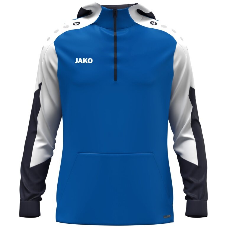 JAKO Hooded Sweatshirt with Half-Zip Dynamic (100% recycled Polyester) royal blue/white/navy blue Men's