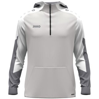JAKO Hooded Sweatshirt with Half-Zip Dynamic (100% recycled Polyester) light grey/white/grey Children