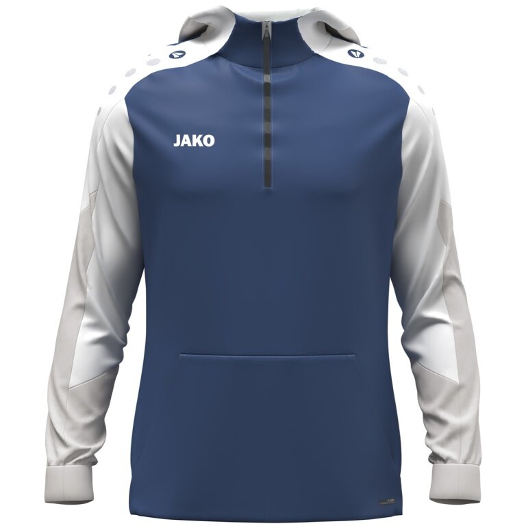 JAKO Hooded Sweatshirt with Half-Zip Dynamic (100% recycled Polyester) midnight blue/white/light grey Men's