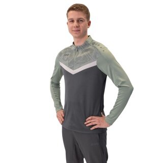 JAKO Long Sleeve Shirt Ziptop Iconic (comfortable to wear) anthracite grey/mint green Men's
