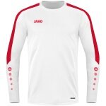 JAKO Sport Long Sleeve Sweat Power (recycled Polyester, high freedom of movement) white/red Kids
