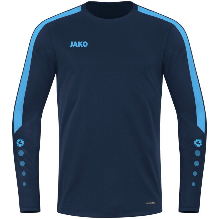 JAKO Sport Long Sleeve Shirt Sweat Power (recycled Polyester, high freedom of movement) navy blue/sky blue Men