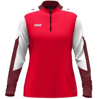 JAKO Long Sleeve Zip Top Dynamic (recycled polyester, elastic material) red/white/dark red ladies