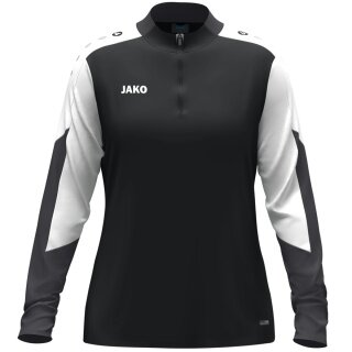 JAKO Long Sleeve Shirt Ziptop Dynamic (recycled polyester, elastic material) black/white/anthracite grey ladies