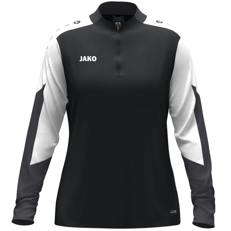 JAKO Long Sleeve Shirt Ziptop Dynamic (recycled polyester, elastic material) black/white/anthracite grey ladies