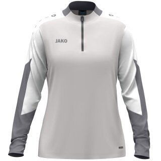 JAKO Long Sleeve Zip Top Dynamic (recycled polyester, elastic material) light grey/white/grey ladies