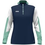 JAKO Long Sleeve Zip Top Dynamic (recycled polyester, elastic material) navy blue/white/mint green ladies