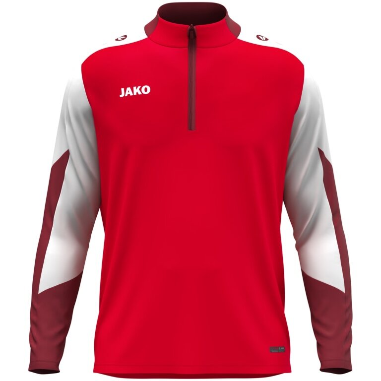JAKO Long Sleeve Shirt Ziptop Dynamic (recycled polyester, elastic material) red/white/dark red children
