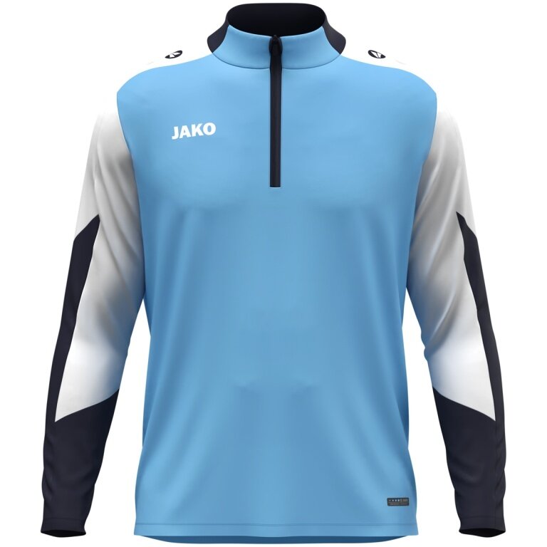 JAKO Long Sleeve Zip Top Dynamic (recycled polyester, elastic material) sky blue/white/navy blue children