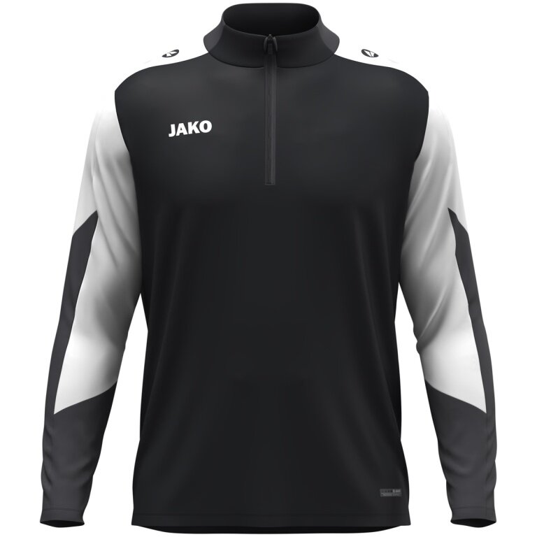 JAKO Long Sleeve Shirt Ziptop Dynamic (recycled polyester, elastic material) black/white/anthracite grey men's