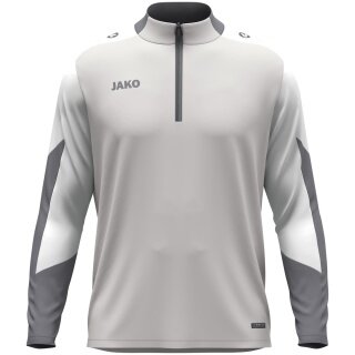 JAKO Long Sleeve Zip Top Dynamic (recycled polyester, elastic material) light grey/white/grey children