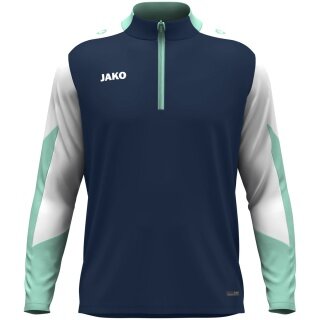 JAKO Long Sleeve Shirt Ziptop Dynamic (recycled polyester, elastic material) navy blue/white/mint green men's