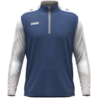 JAKO Long Sleeve Shirt Ziptop Dynamic (recycled polyester, elastic material) midnight blue/white/light grey children