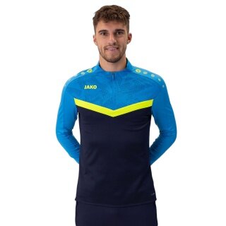 JAKO Long Sleeve Zip Top Iconic (comfortable fit) navy blue/light blue/yellow men's