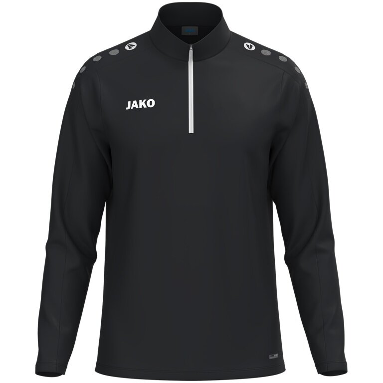 JAKO Long Sleeve Zip Top One (100% recycled Polyester, inner side made of Micro-Fleece) black children