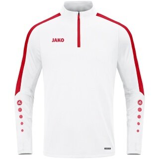 JAKO Long Sleeve Shirt Ziptop Power (recycled Polyester, highly elastic) white/red Men