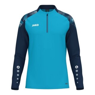 JAKO Long Sleeve Shirt Ziptop Sonic (recycled polyester, soft feel) aquablue/navy blue Men's