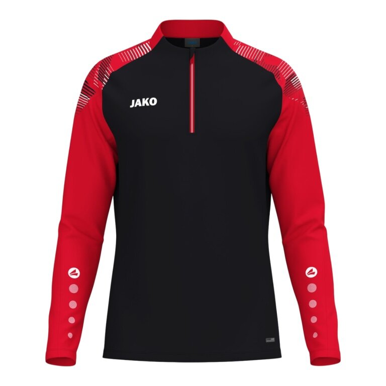 JAKO Long Sleeve Shirt Ziptop Sonic (recycled Polyester, soft feel) black/red Men's