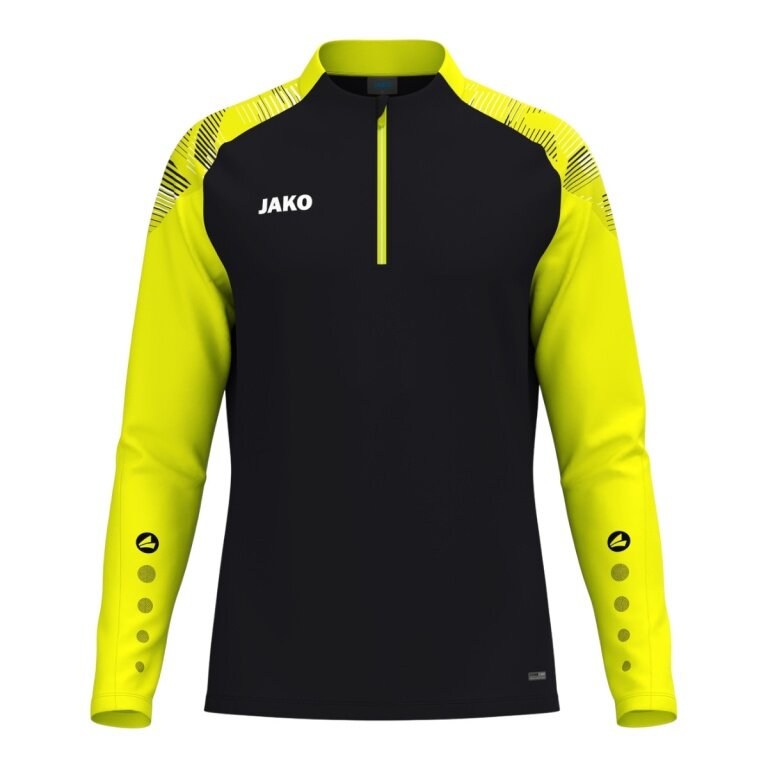 JAKO Long Sleeve Shirt Ziptop Sonic (recycled polyester, soft feel) black/neon yellow boys
