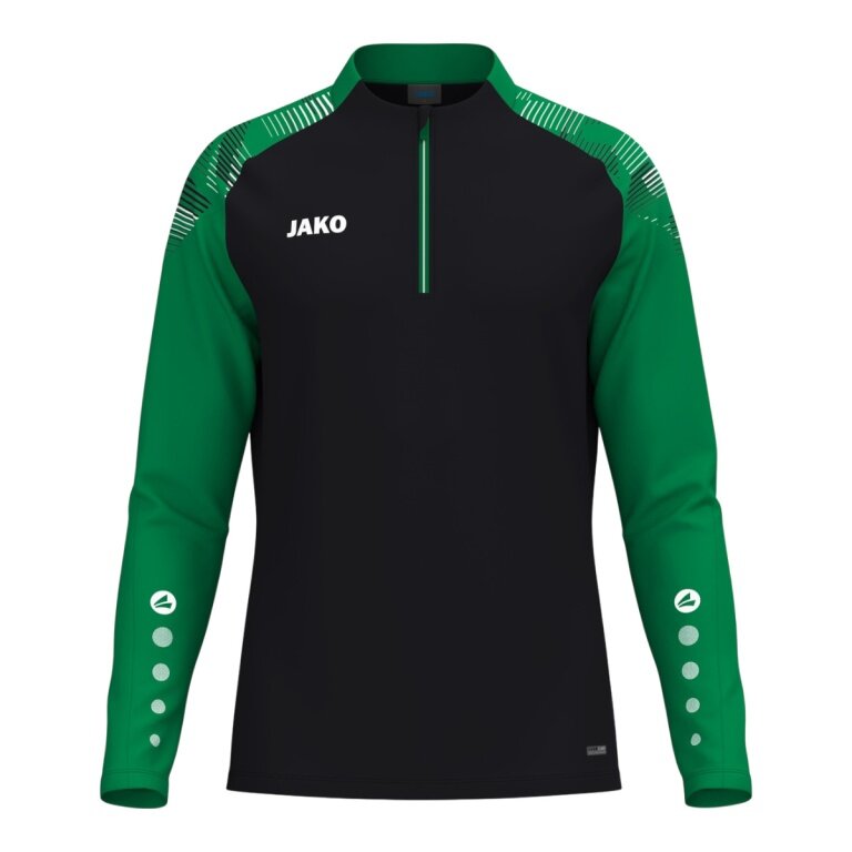 JAKO Long Sleeve Shirt Ziptop Sonic (recycled Polyester, soft feel) black/green boys