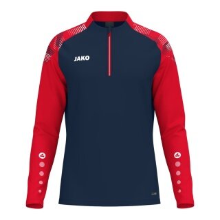 JAKO Long Sleeve Zip Top Sonic (recycled polyester, soft feel) navy/red men's