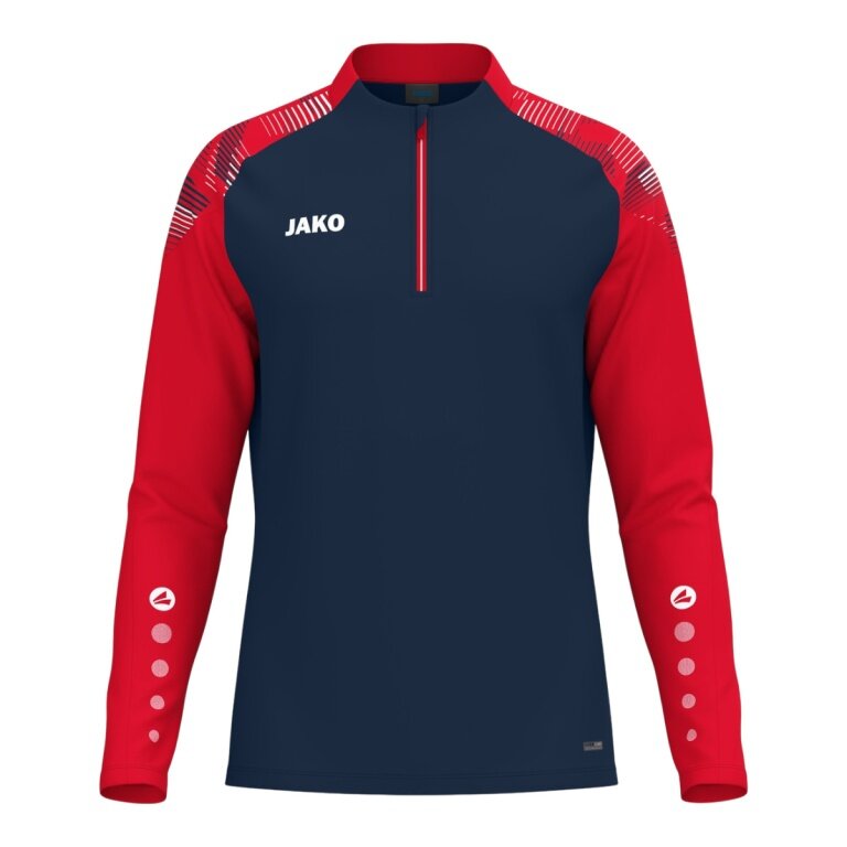 JAKO Long Sleeve Shirt Ziptop Sonic (recycled polyester, soft feel) navy/red boys