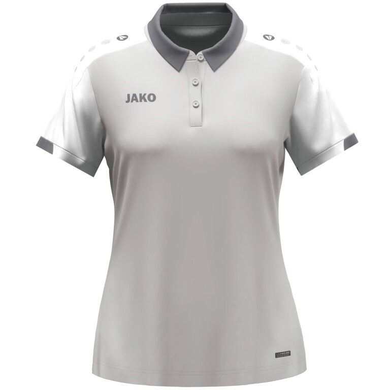 JAKO Sport Polo Dynamic (100% recycled Polyester) light grey/white/grey Ladies