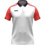 JAKO Sport Polo Dynamic (Polyester Mini Piqué) white/coral red/navy blue men's