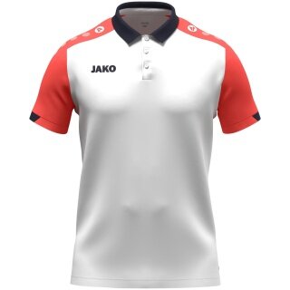 JAKO Sport Polo Dynamic (Polyester Mini Piqué) white/coral red/navy blue children