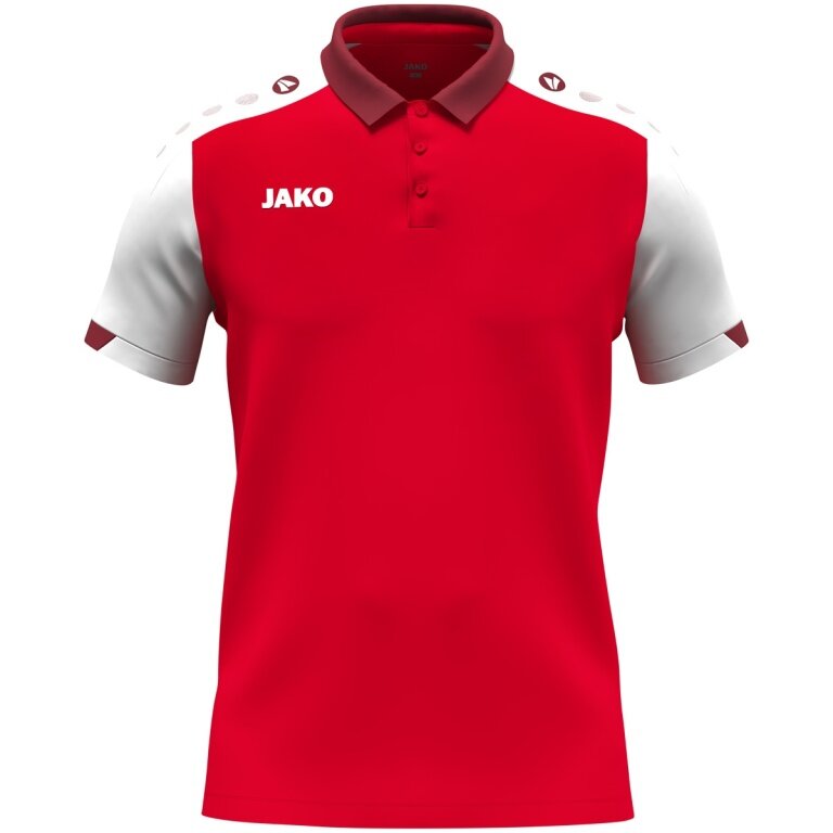 JAKO Sport Polo Dynamic (Polyester Mini Piqué) red/white/dark red men's