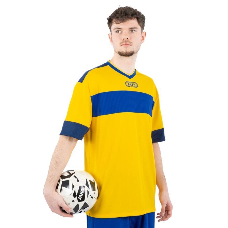 JAKO Sport T-shirt Club 92 Jersey (V-neck, Retro Charm, Oversized Cut) short-sleeved yellow/blue men's