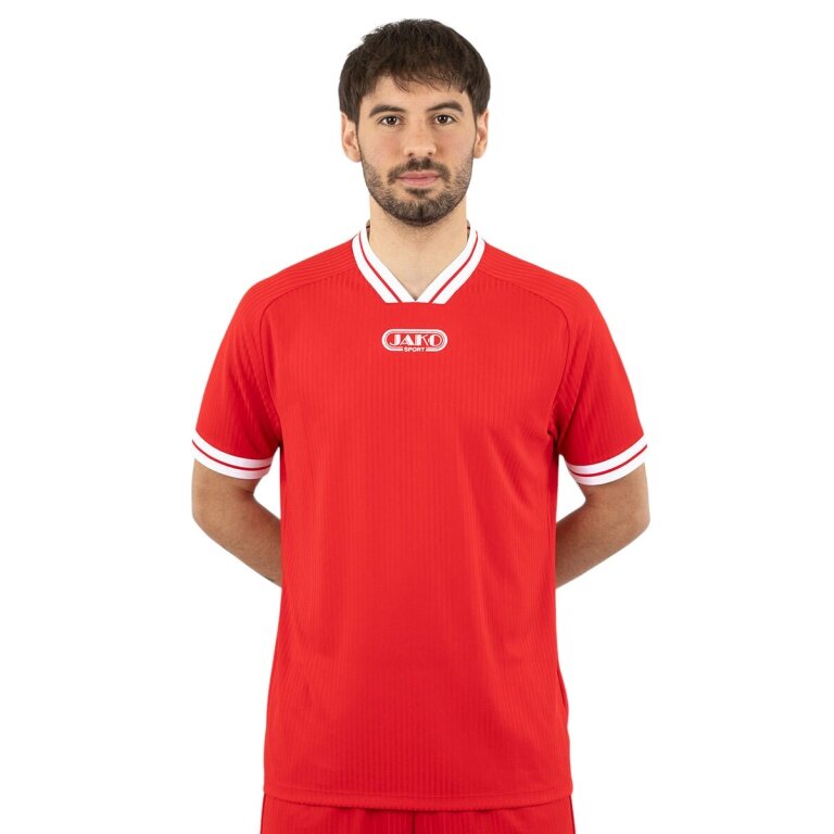 JAKO Sport T-shirt Retro Jersey (V-neck, breathable) short-sleeved red/white men's