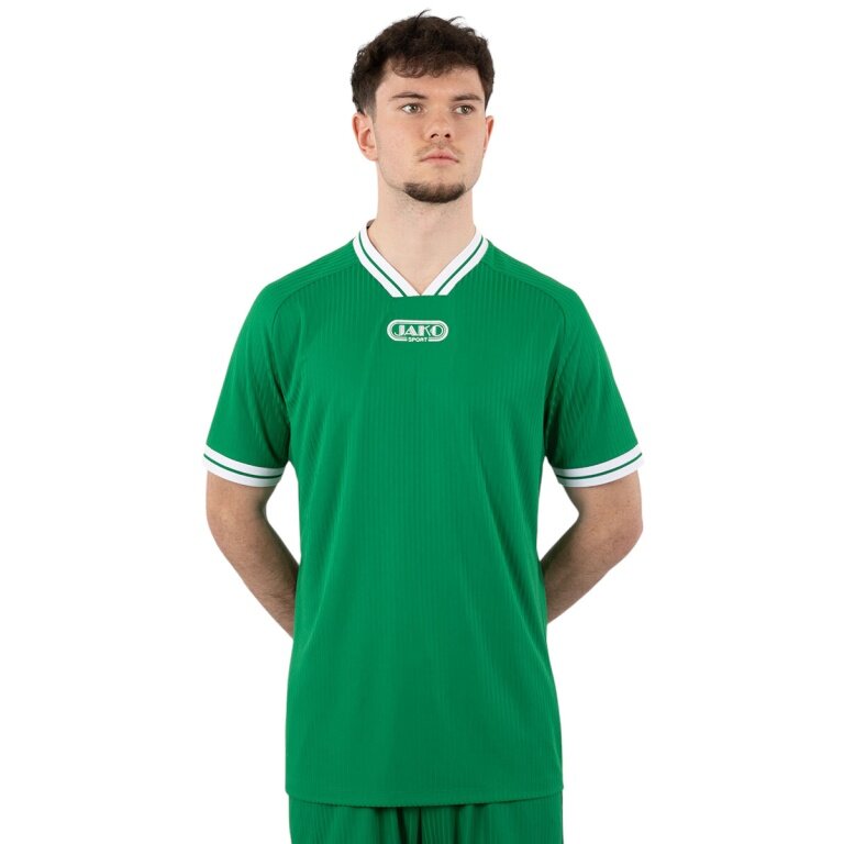 JAKO Sport T-shirt Retro Jersey (V-neck, breathable) short-sleeved green/white men's
