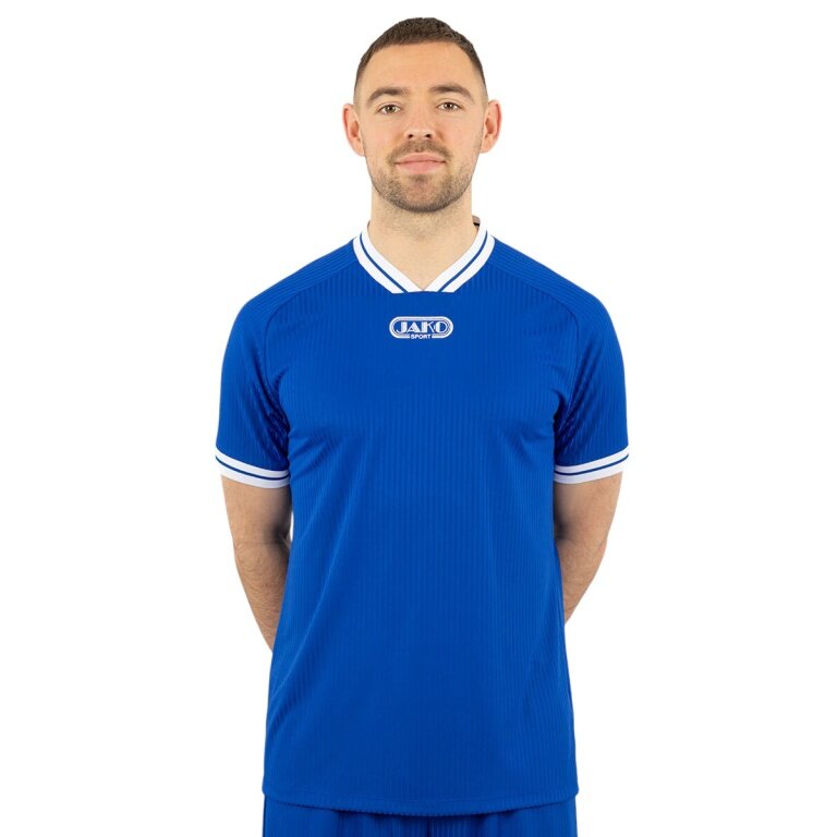 JAKO Sport T-shirt Retro Jersey (V-neck, breathable) short-sleeved royal blue/white men's