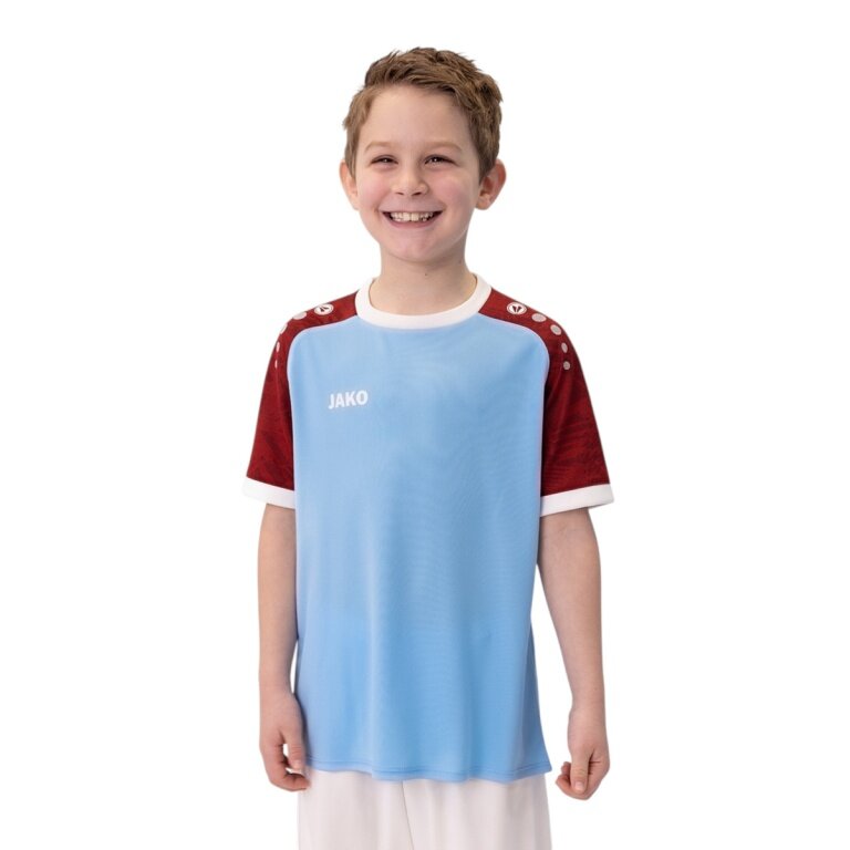 JAKO Sports T-shirt Jersey Iconic (Polyester Interlock) sky blue/wine red children