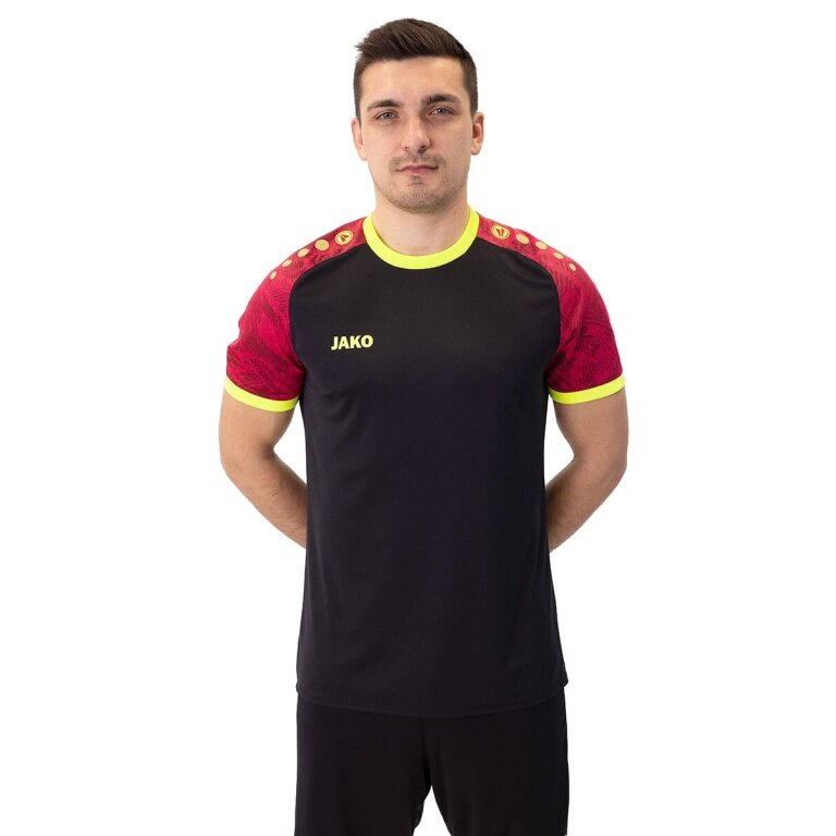 JAKO Sport T-shirt Jersey Iconic (Polyester Interlock) black/pink/yellow Men