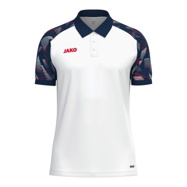 JAKO Sport Polo Sonic (light, breathable) white/navy blue/red boys