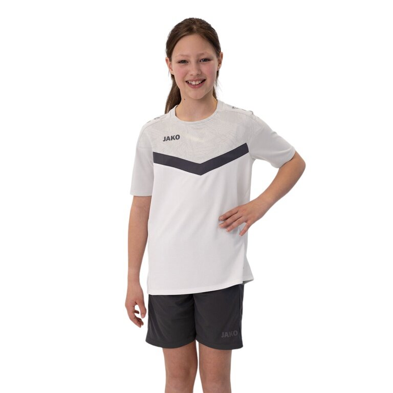 JAKO Sport T-shirt Iconic (Polyester Micro Mesh) white/light grey/charcoal grey children