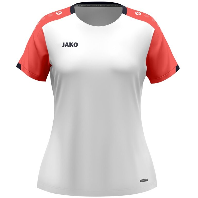 JAKO Sport Shirt Dynamic (100% recycled Polyester) white/coral red/navy blue ladies