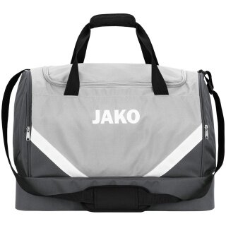 JAKO Sports Bag Iconic with Bottom Compartment (Size S - 30 Litres) Light Grey/Dark Grey - 45x24x37cm