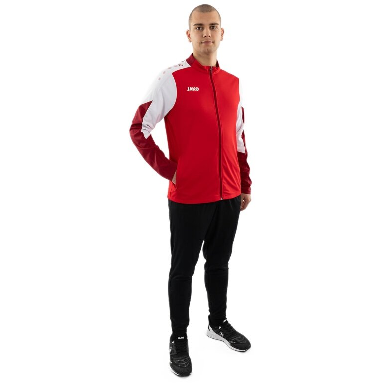 JAKO Training Suit Polyester Dynamic (Jacket and Trousers, sporty cut) red/white/dark red Men's
