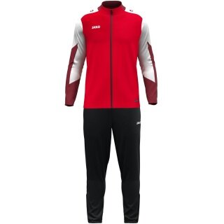 JAKO Training Suit Polyester Dynamic (Jacket and Trousers, sporty cut) red/white/dark red Children