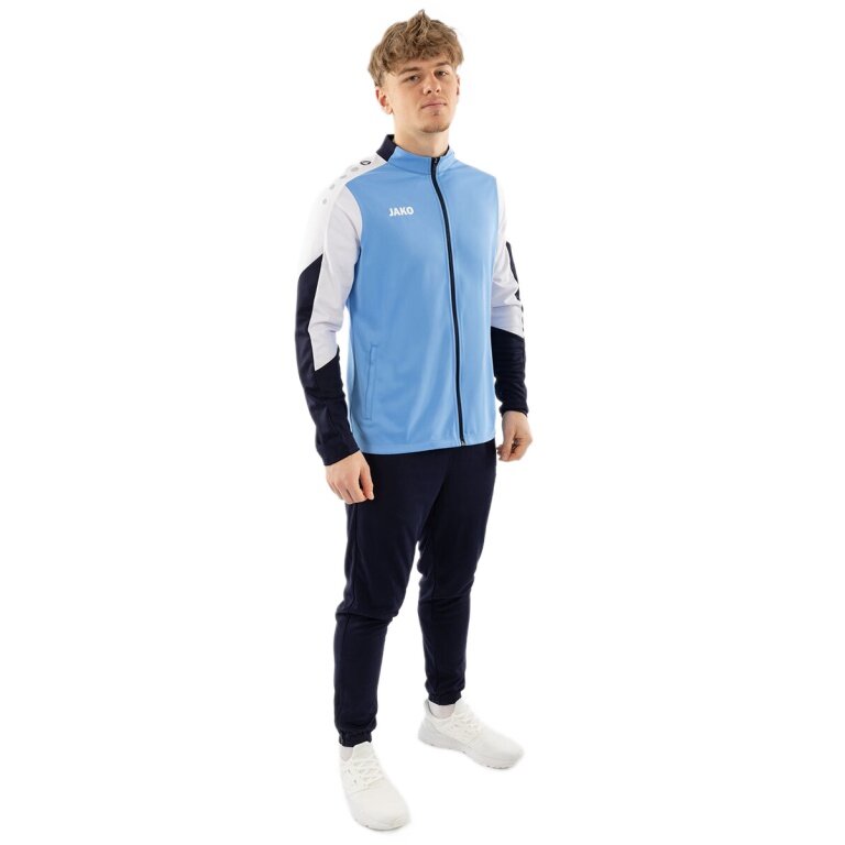 JAKO Polyester Dynamic Tracksuit (Jacket and Trousers, sporty cut) sky blue/white/navy blue Men's