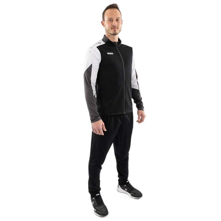 JAKO Training Suit Polyester Dynamic (Jacket and Trousers, sporty cut) black/white/anthracite grey Men's