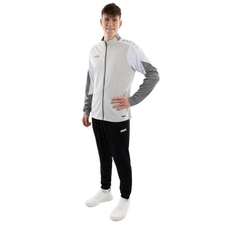 JAKO Training Suit Polyester Dynamic (Jacket and Trousers, sporty cut) light grey/white/grey Men's