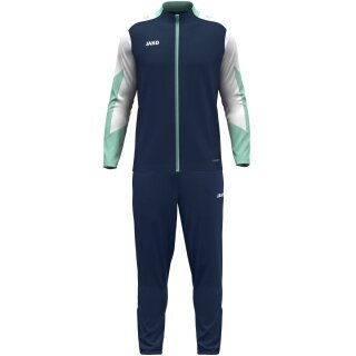 JAKO Training Suit Polyester Dynamic (Jacket and Trousers, sporty cut) navy blue/white/mint green children