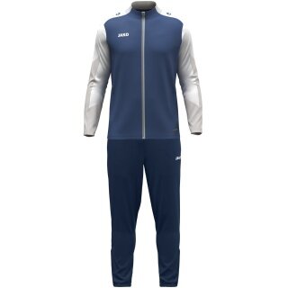 JAKO Polyester Dynamic Tracksuit (Jacket and Trousers, sporty cut) midnight blue/white/light grey Children